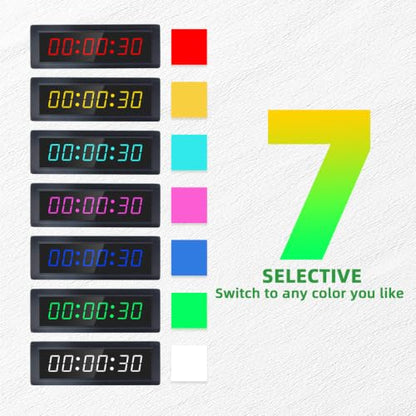 Gym Timer Clock with Remote Control & Push Button,7 RGB Color, Programmable Interval Timer, Countdown/Up Stopwatch,Wall Clock for Home Gym Garage,Portable Training Accessories(Battery+Stand) - style: battery+stand
