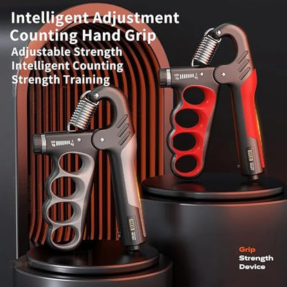 Grip Strength Trainer, Hand Grip Strengthener with Adjustable Resistance 11-220Lbs(5-100KG), Automatic Counter, Ergonomic Design, Forearm Strengthener for Musicians Athletes and Injury Recovery - color: Gray