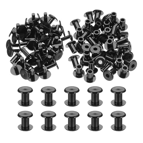 PATIKIL M5x8mm Plastic Binding Post, 50 Sets Plastic Chicago Screws Binding Screw Rivet Post Press-on Buckle for Leather Scrapbook Photo Albums, Black - color: Black, size: M5x8mm