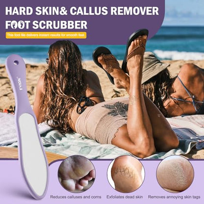 FVION Double-Sided Nano Glass Foot File for Callus Remover - Highly Effective Hard and Dead Skin Remover for Cracked Heels and Dry Skin (Purple) - color: Purple