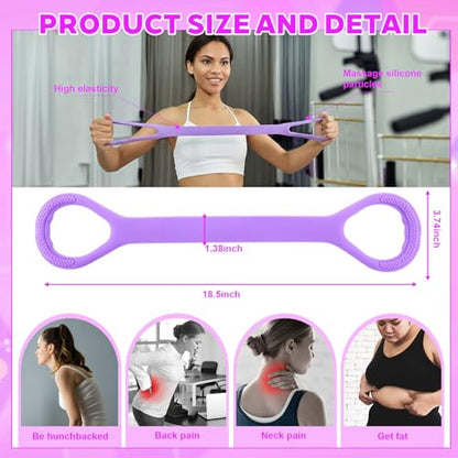 2 Pcs Fitness Resistance Bands 6 Tube Pedal Resistance Bands with Handles 8 Shaped Training Elastic Ropes Multifunction Tension Ropes for Waist Arm Shoulder Leg Back Home Workout - color: Purple