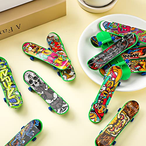 Sosation 18 Pcs Mini Finger Skateboard Valentine Party Gift Favors Mini Skateboards Novelty Fingerboard Decorations Fingertips Movement Finger Gift(Cool Style)