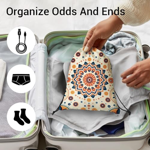 Gymnastics Grip Bag Lightweight Small Drawstring Grip Bags for Gymnasts - color: Mandala Floral-multi