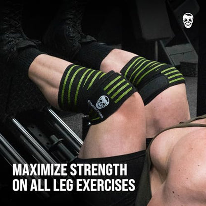Gymreapers Knee Wraps for Squats and Powerlifting 72 Inch Compression Wraps with Strap for Men & Women Weightlifting Support - color: Military Green