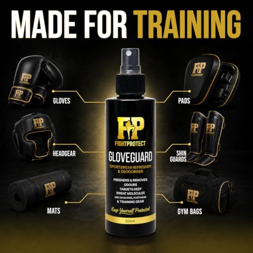 GloveGuard Sports Gear Deodorizer Spray 6.76 fl oz – Odor Neutralizer for Boxing Gloves, MMA Gear, Soccer Cleats, Sneakers & Gym Kit – Neutralizes Sweat Odors Fast