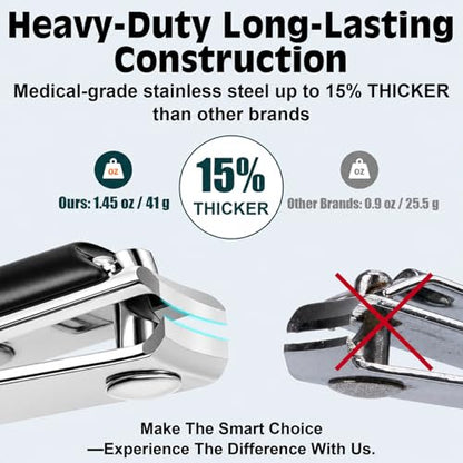Nail Clippers Set, Fingernail and Toenail Clipper Cutters Kit | Ultra Sharp All-IN-ONE Kit: 15% Thicker Premium Sturdy Podiatrist Toe Nail Care Tools. Perfect Grooming Gifts with Case - color: Black, size: 3-Pack