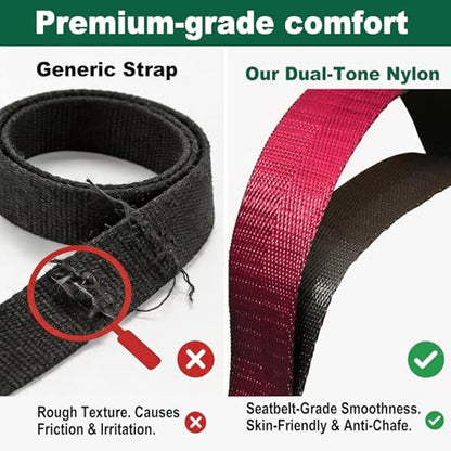 Acozycoo Stretching Strap with Loops,Non-Elastic Yoga Strap for Physical Therapy,Knee Replacement Recovery & Plantar Fasciitis,Leg Stretcher Band for Flexibility & Hamstring Rehab - color: Red