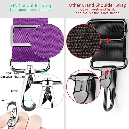 ZINZ Shoulder Strap 78" Universal Handbag Strap with Ultra-thick Fixed Padded and Dual Balanced Adjustable Buckles Shoulder Crossbody Strap for Briefcase Messenger Bag Laptop bag Luggage，Purple - color: Purple