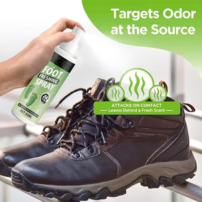 Shoe Deodorizer Spray 60ml Long-Lasting Powerful Elimination | Shoe Refresher Spray for Leather Boots Footwear Tennis Hockey Closet Home Sneaker