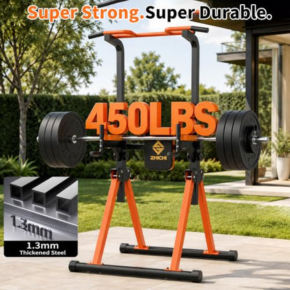 Z ZHICHI Foldable Pull-Up Dip Station Weight Capacity 400LBS - color: black