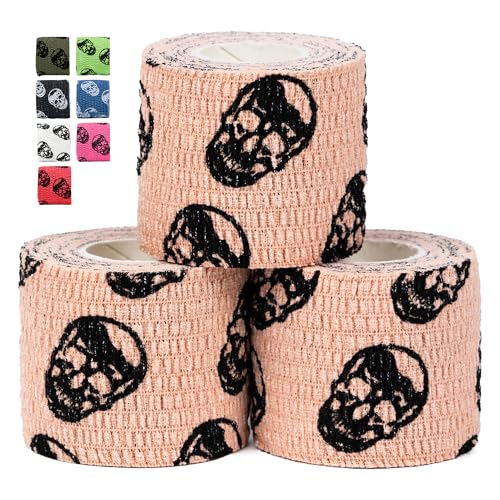 Gymreapers Hook Grip Weightlifting Tape (3 Pack) Premium Adhesive Thumb Skull Tape for Finger Protection, Powerlifting, Exercise & Cross Training - Athletic Sweat Proof Tape - color: Tan