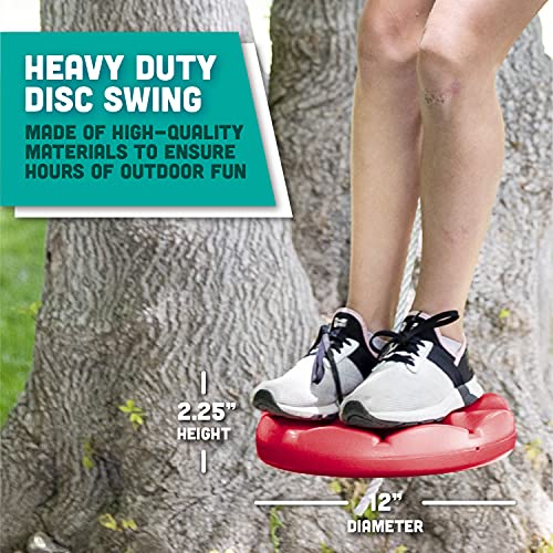 Squirrel Products Heavy Duty Red Disc Tree Swing with Rope for Outdoor Play - Easy DIY Addition to Playset or Tree - color: Red