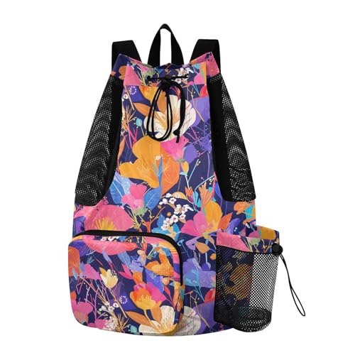 Drawstring Bags For Men Women Climbing Gym Bag With Water Bottle Pocket Waterproof