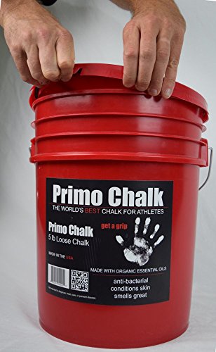 Primo Chalk Resealable Bucket: Loose Chalk for Weightlifting, Rock Climbing, & Gymnastics, Made in The USA, Chalk Ball Refill for Superior Grip - size: 5 lbs. Bucket