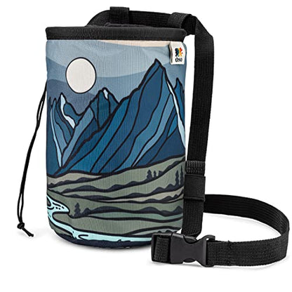 Oso Supply Co - Waxed Canvas Climbing Chalk Bag for Adults and Kids, Drawstring Closure, Adjustable Waist Belt, Indoor/Outdoor Training, Rock Climbing, Bouldering, Weightlifting - style: Grand Teton