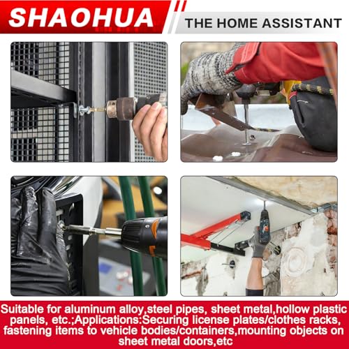 1/4-20 Jack Nuts Petal Nuts Expansion Screws with Installation Tool, Anchor Fasteners for Hollow Wall, Metal Sheet, Drywall, Aluminum Panel, Plastic, Polywood, Pressboard, Furniture, Cars - size: B. 1/4-20