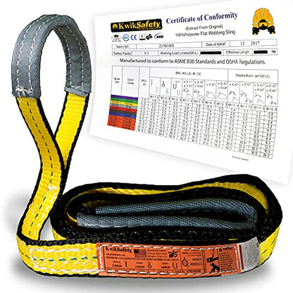 KwikSafety - Charlotte, NC - Mighty Sumo 1”x 4’ Poly Web Sling Lifting Strap Construction ASME OSHA / 3200lbs Vertical 2550lbs Choker 6400lbs Basket/Rigging Moving Towing Hoisting Gear - size: 1"X4' | 3200 lbs