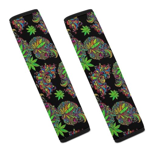 1 Pair Soft Padded Seat Belt Cover for Child, Most Cars, Trippy Weedleaf Leaf Shoulder Harness Cover, Neck and Shoulder Support - color: Pattern 560