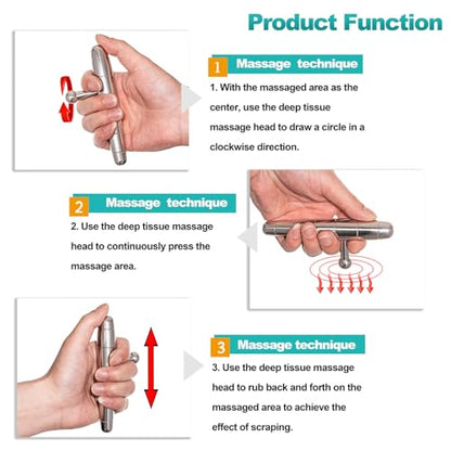 2 in 1 Trigger Points Massage Tool Stainless Steel T-Bar Deep Tissue Massage Tool for Pain Relief Full-Body Fascial Relaxation – Ideal for Shoulders, Neck, Legs, and Arms – Perfect for Sports Therapy