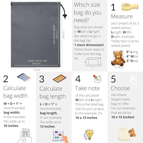 PALTERWEAR Drawstring Bag with Toggle - Nylon Cinch and Ditty Pouch Six-Pack (Gray, 9 x 12 Inch, Set of 6) - color: Gray, size: 9 x 12 Inch