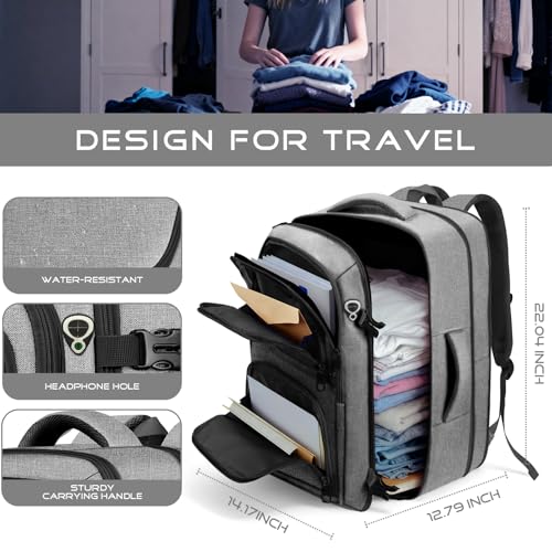 Extra Large Travel Backpack, Carry on Luggage Backpack TSA 18.4 inch Laptop Bag Flight Approved, Lightweight Business Luggage Bag, Travel Gifts for Men, Black - color: Grey, size: 18.4 Inches
