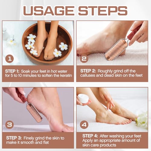 Moxweyeni 14 Pack Colossal Foot File Pedicure Tool Set with 2 Style Large and Small Hole Replacement Callus Remover Blades Rose Gold Stainless Steel Detachable Pedicure Foot Rasp for Dead Skin Remover - color: Rose Gold
