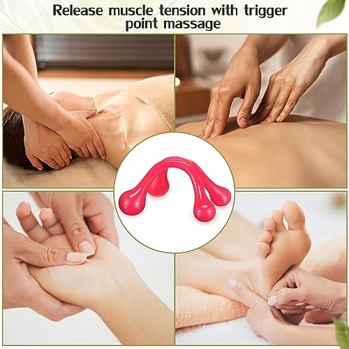 Liliful 9 Pcs 4 Point Massage Tools Small Hook Massager Handheld Palm Shaped Manual Back and Neck Massager Tools 4 Legged Hand Held for Body Muscles Arm Shoulder Leg(Blue, Pink, Orange) - color: Blue, Pink, Orange