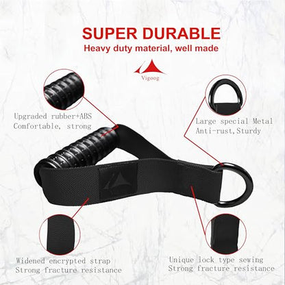 Heavy Duty Gym Workout Handles Attachment for Cable Machine,Resistance Band,Pulley System Home Exercise Equipment, Comfortable and Stronger Grip - color: Carbon Black XG