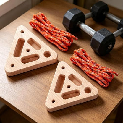 Rock Climbing Board Triangular Wooden Hand Grip Trainer with Multi-Depth | Hangboard Doorway Mount for Home Playroom Garage Basement Apartment Gym Dorm Studio