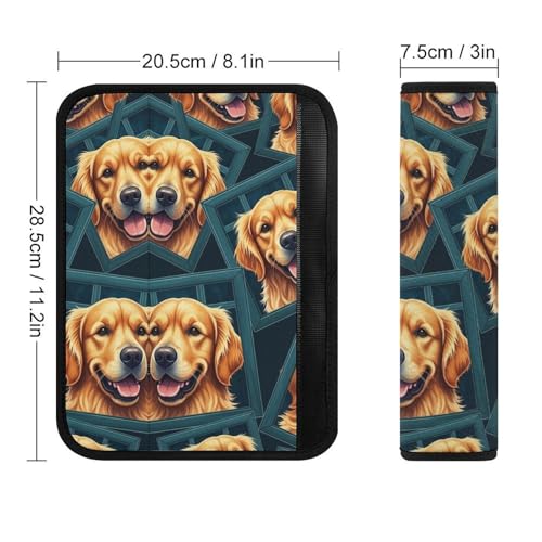 2 Pack Golden Retriever Dog Plaid Car Seat Straps Shoulder Pads Soft Padded Shoulder Harness Cover for Adult Use, Stroller Pushchair High Chair, Pressure Relief - color: Pattern 892