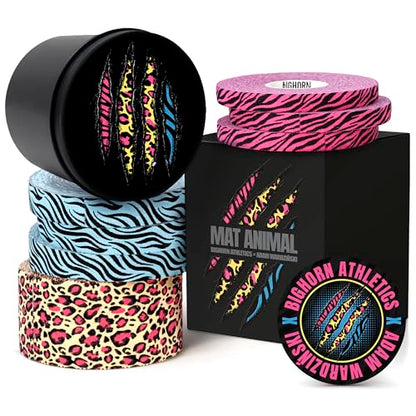 Bighorn Athletics × Adam Wardziński Mat Animal Tape Kit, Neon Jungle Set | Special edition set with 7 rolls of bold printed finger & sports tapes in a tin holder. Residue-free Zinc oxide adhesive. - color: Neon Jungle