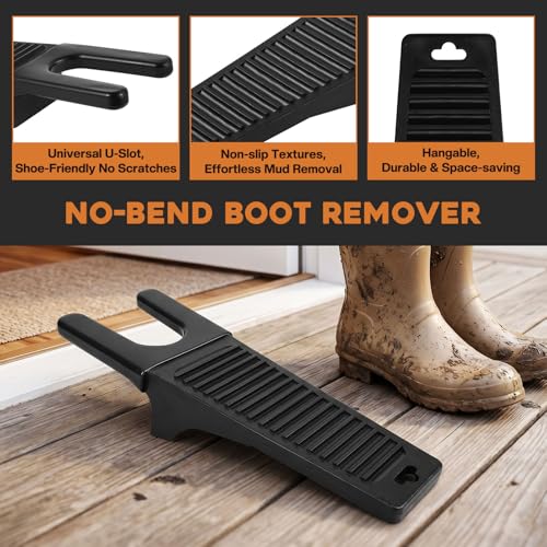 4Pcs Outdoor Heavy Duty Boot Scraper Brush Scrubber Boot Jack Shoe Cleaner Shine Brush with Cleaning Cloth(Style C)