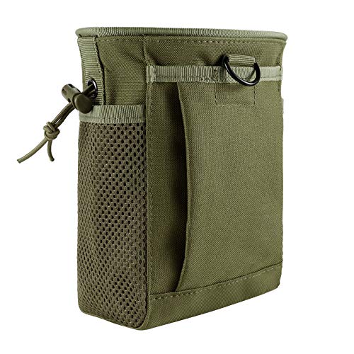 FRTKK Tactical Molle Drawstring Magazine Dump Pouch Outdoor Ammo Pouch, Adjustable Military Utility Belt Fanny Hip Holster Bag - color: Army green