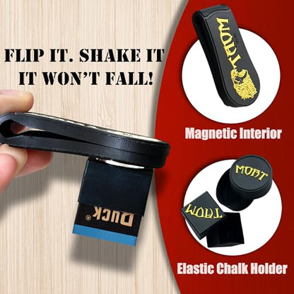 Billiards Magnetic Chalk Holder Belt Clip with 2 (Round&Square) Chalks holder, Magnetic Pool cue stick Chalk Holder Pro - 3X Stronger Grip, Dustproof & Water-Resistant (Includes 2 Silicone Boxes) - color: S1