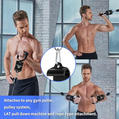 HXD-ERGO Rotating Pull-Up Handles-Ergonomic Exercise Handle for LAT Pulldown Attachments/Seated Rows/Barbell Handles -Quick Attachment to Bar for Strength Training Workout - color: Black