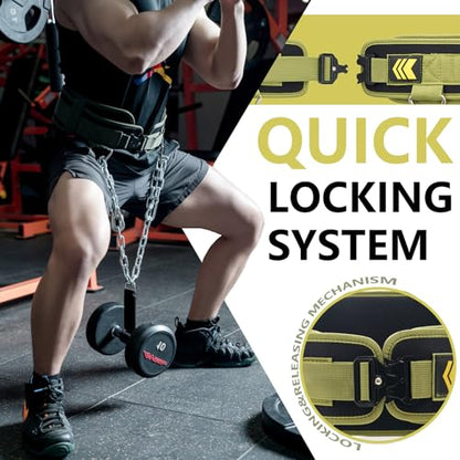 Quick Locking Weighted Dip Belt for Weight Lifting,Weighted Pull up Belt - color: Green