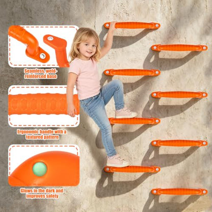 4 Safety Playground Handles Luminous, Swing Set Kids Safety Hand Grips for Playset, Climbing Frame, Play House, Playroom Ladder &Handles, Bunk Bed Handles (Orange) - color: Orange