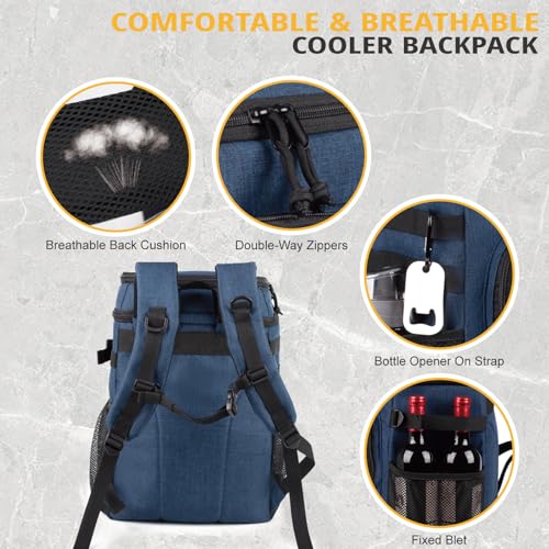 25L Insulated Cooler Backpack Water-Resistant Molle Cooler Bag for Camping | 25L Large Capacity Tactical Cooler Backpack Bag with Compartment Insulation Water-Resistant & Leakproof Durable & Comfortable - color: Blue