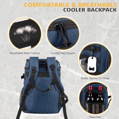 25L Insulated Cooler Backpack Water-Resistant Molle Cooler Bag for Camping | 25L Large Capacity Tactical Cooler Backpack Bag with Compartment Insulation Water-Resistant & Leakproof Durable & Comfortable - color: Blue