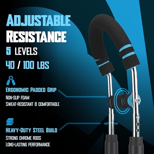 Twister Arm Trainer for Men & Women – Adjustable Chest Expander & Arm Strength Trainer, Home Gym Equipment for Body Workout, Chest Trainer with 2 Springs, Finger Stretcher & Workout Gloves - size: 40/100