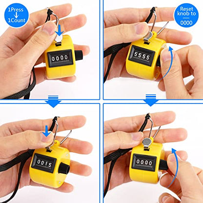 PETKNOWS 5Pcs Handheld Tally Clicker Counter 4 Digital Number for Sports | School Event Golf Sports Office Stadium, 4 Digital Number Clicker, 5 Pcs Handheld Counter Bulk - color: Red & Black & Yellow & Green & Blue