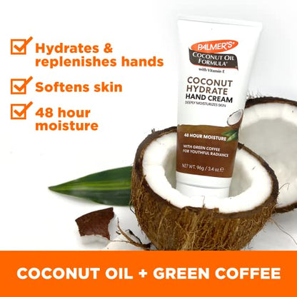 Palmer's Coconut Oil Hand Cream, Moisturizing Formula for Dry Skin (3.4 Oz) | Deeply Moisturizing, Green Coffee for Youthful Radiance, Hydrates & Replenishes Hands 48hr Moisture, Travel Size Hand Lotion - size: 3.4 Fl Oz (Pack of 1)