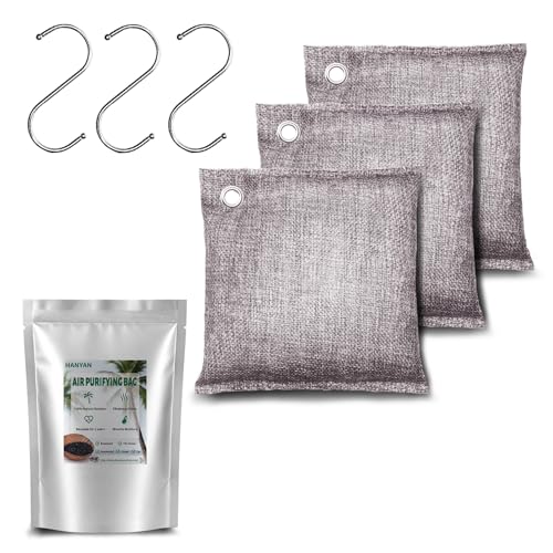 Activated Charcoal Bags Odor Absorbers, Activated Charcoal Odor Absorber for Strong Odors in Car, Closet, Shoe, Pet, Smoke, Basement. Coconut Shell Air Purifying Bag(3 x 200g) - color: 200g x 3pc