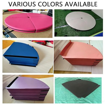 Foldable Pole Crash Mat, Pole Dance Mat, Anti-Collision Cushioned PU Leather Mat for Yoga, Gymnastics, Pole Dancing Pink 2" Tx4.9'W