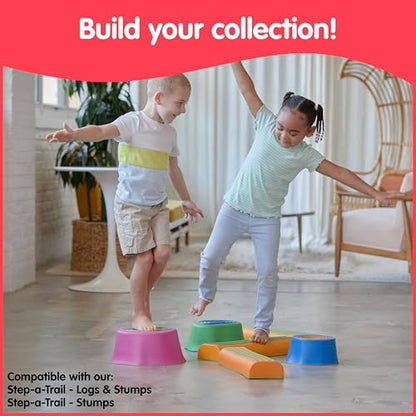 edxeducation Step-a-Trail | Logs | 3 Balance Beams | Ages 18m+ | Sturdy Plastic Obstacle Course for Kids | Indoor Outdoor Toys for Toddlers | Orange - style: Logs
