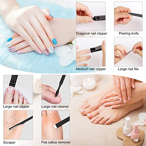 Manicure Set Pedicure Kit Womens Nail Clippers Set 32 in 1 Professional Grooming Care Tools Nail Kit Including Facial, Fingernails and Toenails Care with Travel Case Women (Gray_32 in 1) - color: Gray_32 in 1