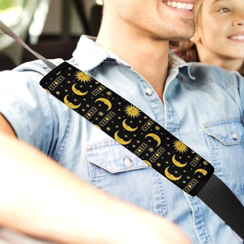 Soft Padded Car Seat Straps Shoulder Pads for Elderly Support, All Vehicles, 1 Pair Sun Moon Celestial Shoulder Protector Anti-Slip Pad - color: Pattern 933