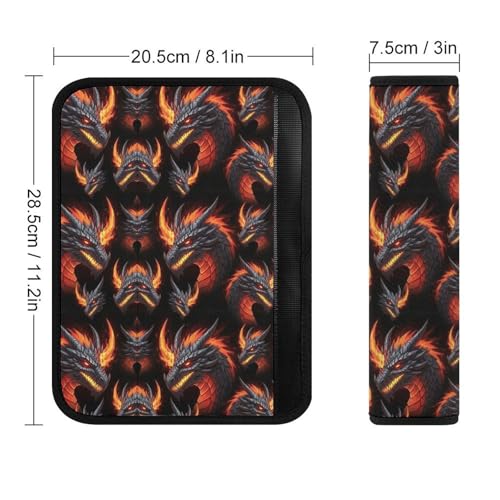 2 Pack Horror Fire Dragon Car Seat Straps Shoulder Pads Soft Padded Shoulder Harness Cover for Adult Use, Stroller Pushchair High Chair, Pressure Relief - color: Pattern 811