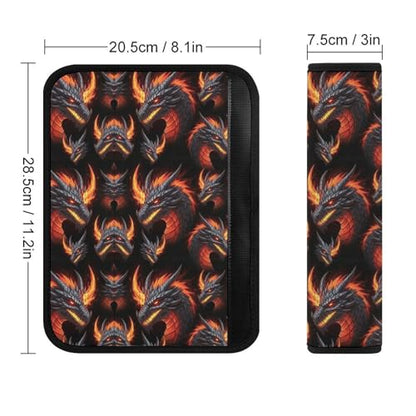 2 Pack Horror Fire Dragon Car Seat Straps Shoulder Pads Soft Padded Shoulder Harness Cover for Adult Use, Stroller Pushchair High Chair, Pressure Relief - color: Pattern 811