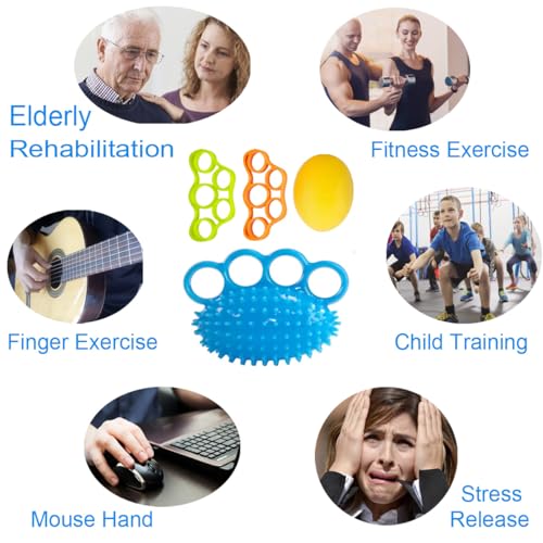 Hand Exercise Balls, Finger Therapy Squeeze Balls for Wrist Pain Relief, Carpal Tunnel, Therapy, Stress Relief, Set of 4
